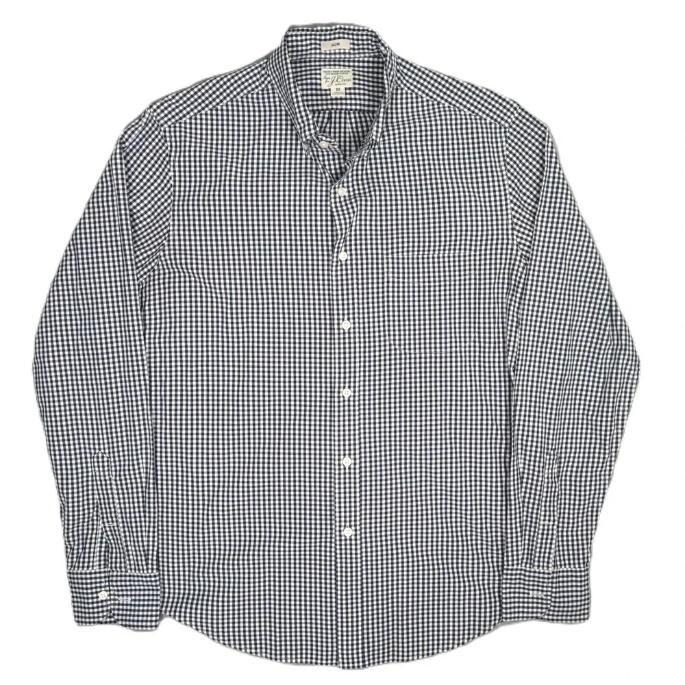 J.Crew Secret‎ Wash Gingham Check Organic Cotton Shirt M Slim Fit Mauritius
